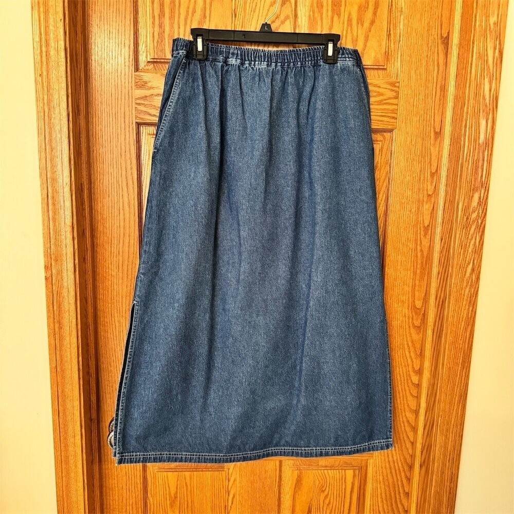 Susan Bristol Casuals Skirt Womens Size M Blue Denim Maxi Long Elastic